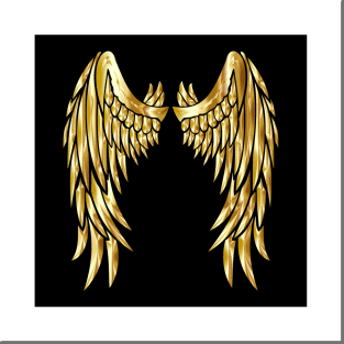 Gold Angel Wings Posters and Art